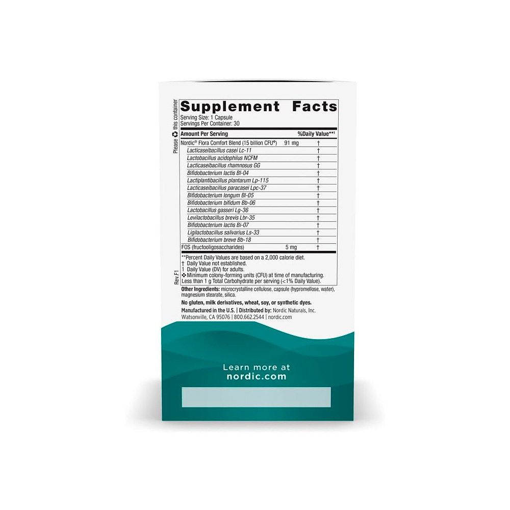 Nordic Flora Probiotic Comfort, 15 mil millones de UFC por cápsula - 30 cápsulas (PARA IMPORTAR)