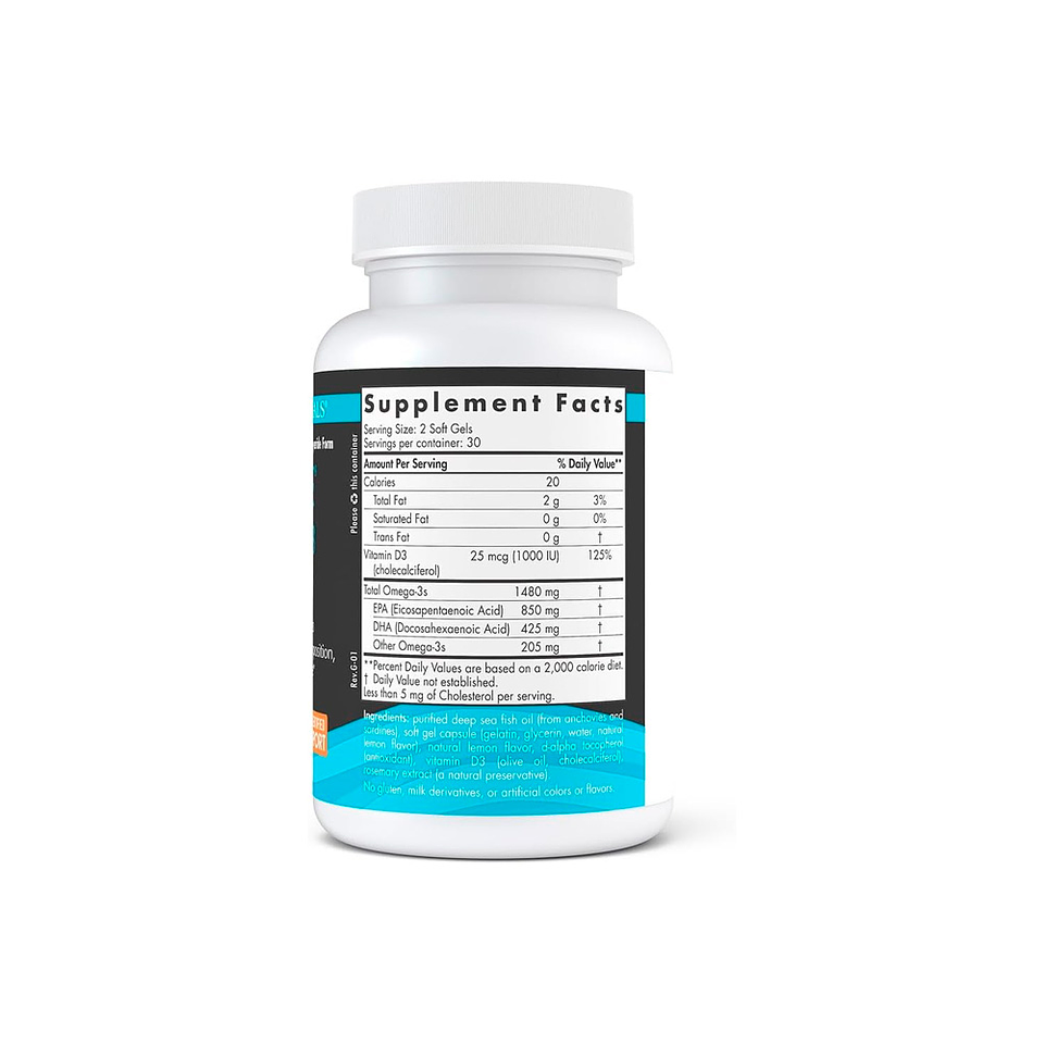 Ultimate Omega-D3 Sport, 1480 mg de omega 3 + 1000 IU D3 por servicio - 60 cápsulas blandas (PARA IMPORTAR) 2