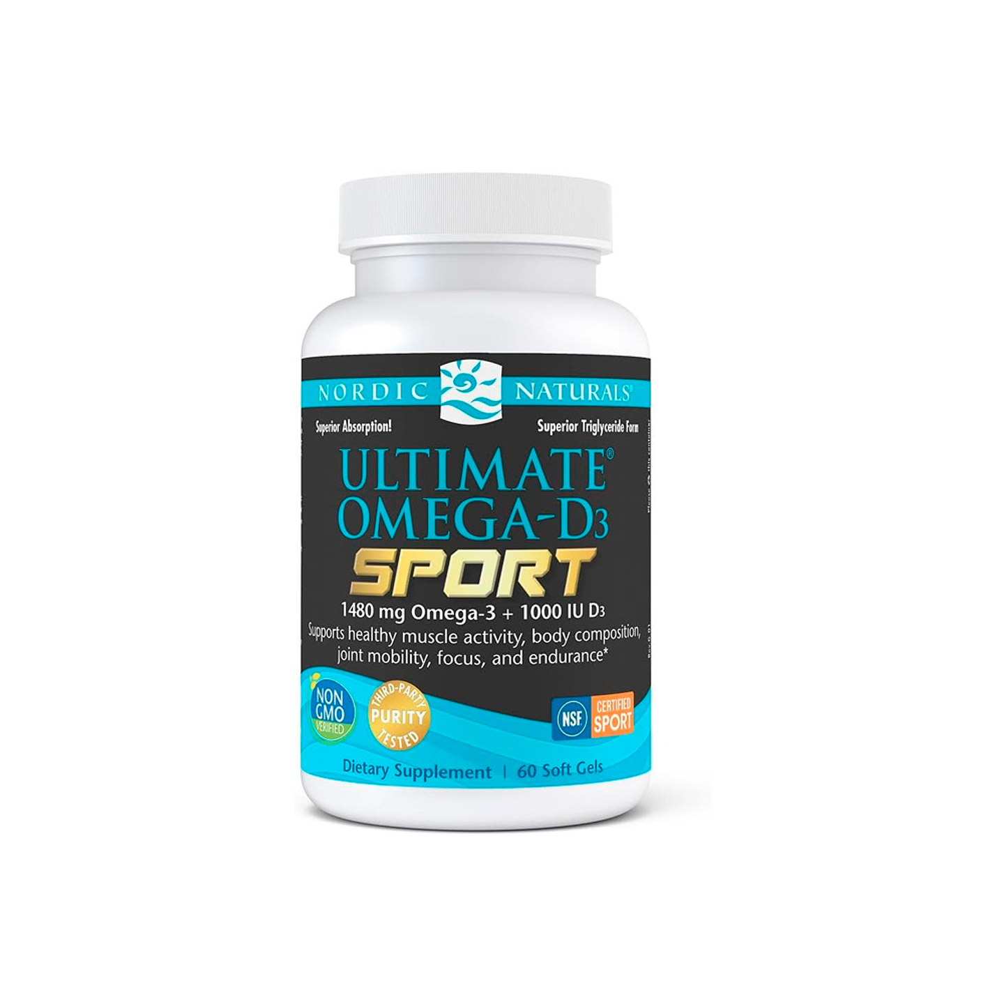 Ultimate Omega-D3 Sport, 1480 mg de omega 3 + 1000 IU D3 por servicio - 60 cápsulas blandas (PARA IMPORTAR) 1