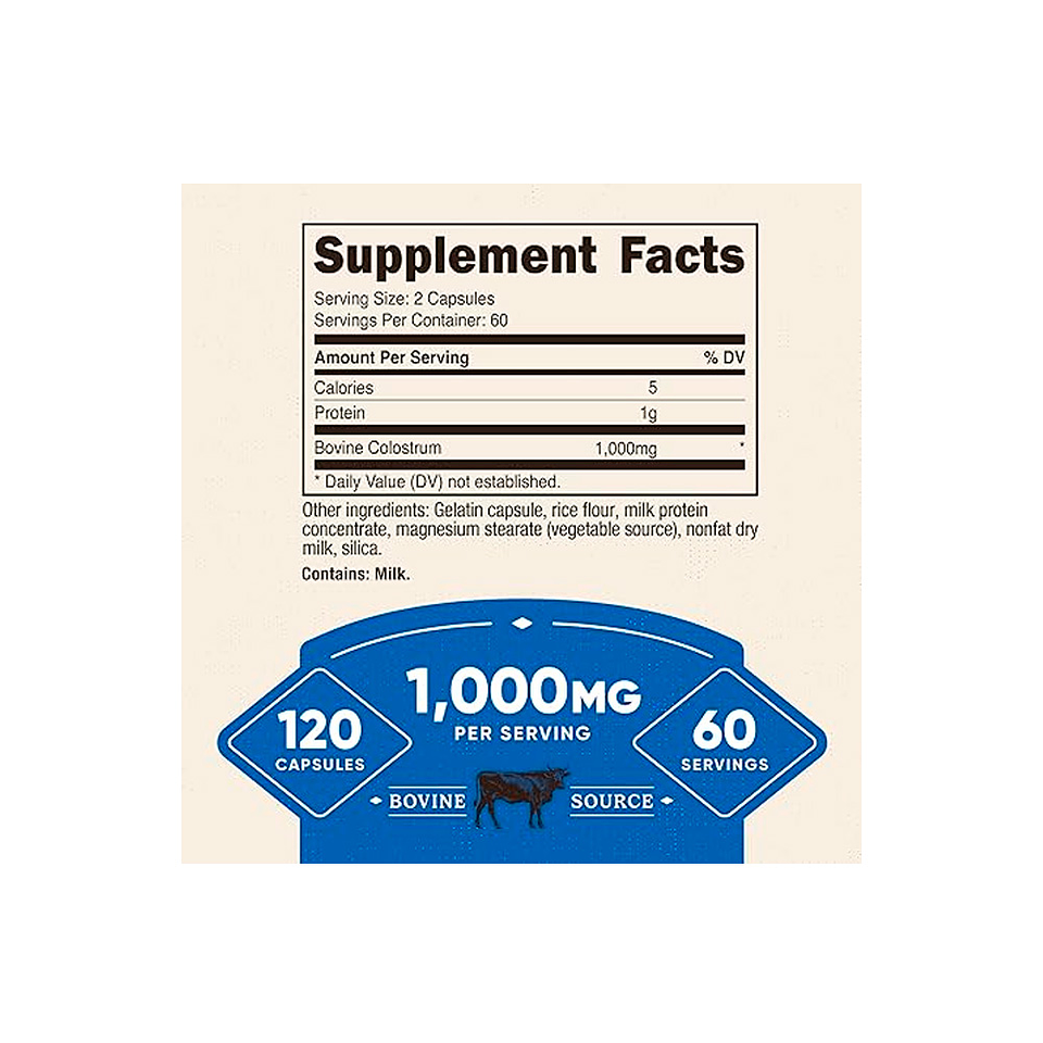 Calostro de bovino, 1000 mg por servicio - 120 cápsulas (PARA IMPORTAR) 2