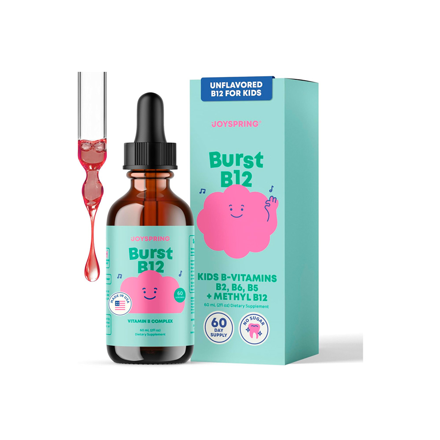 Burst B12 (B2, B5, B6, B12), de 2 años a más,  energía y concentración - 60  ml (PARA IMPORTAR) 1