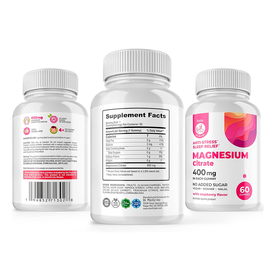 Gomitas de citrato de magnesio para adultos, 400 mg por servicio - 60 gomitas (PARA IMPORTAR) 2