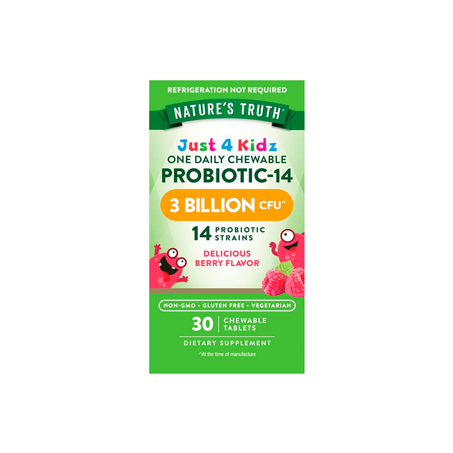 Probióticos para niños, 3 billones de UFC, sabor a bayas - 30 tabletas masticables 1