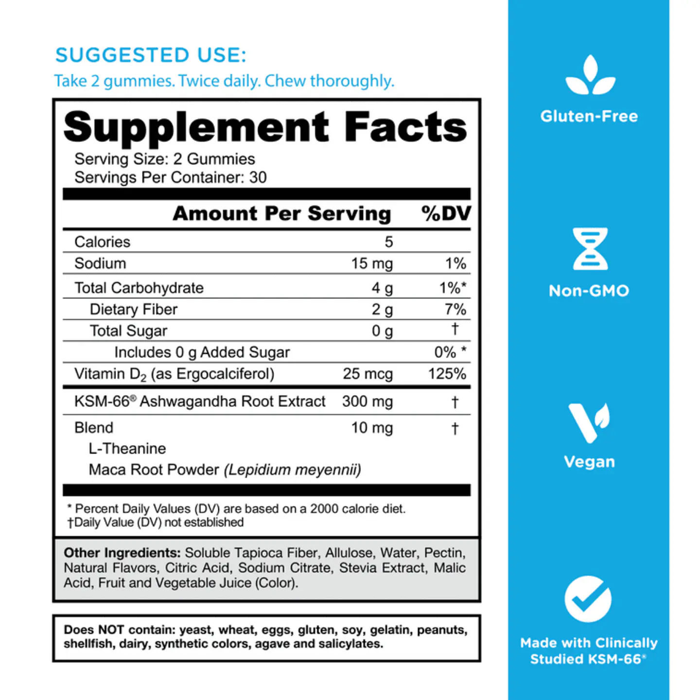 Ashwagandha + L-Theanine - 60 gomitas sin azúcar 2