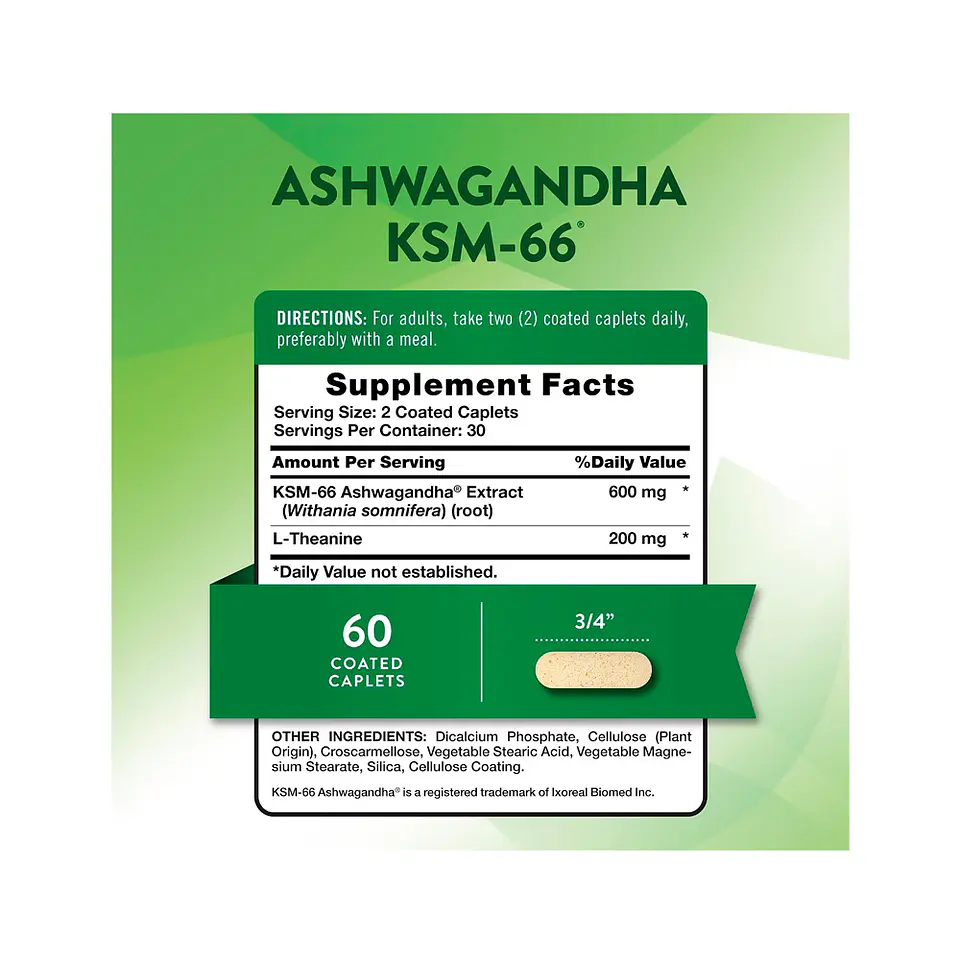 Ashwagandha KSM66 + L-teanina - 60 tabletas recubiertas (PARA IMPORTAR) 2