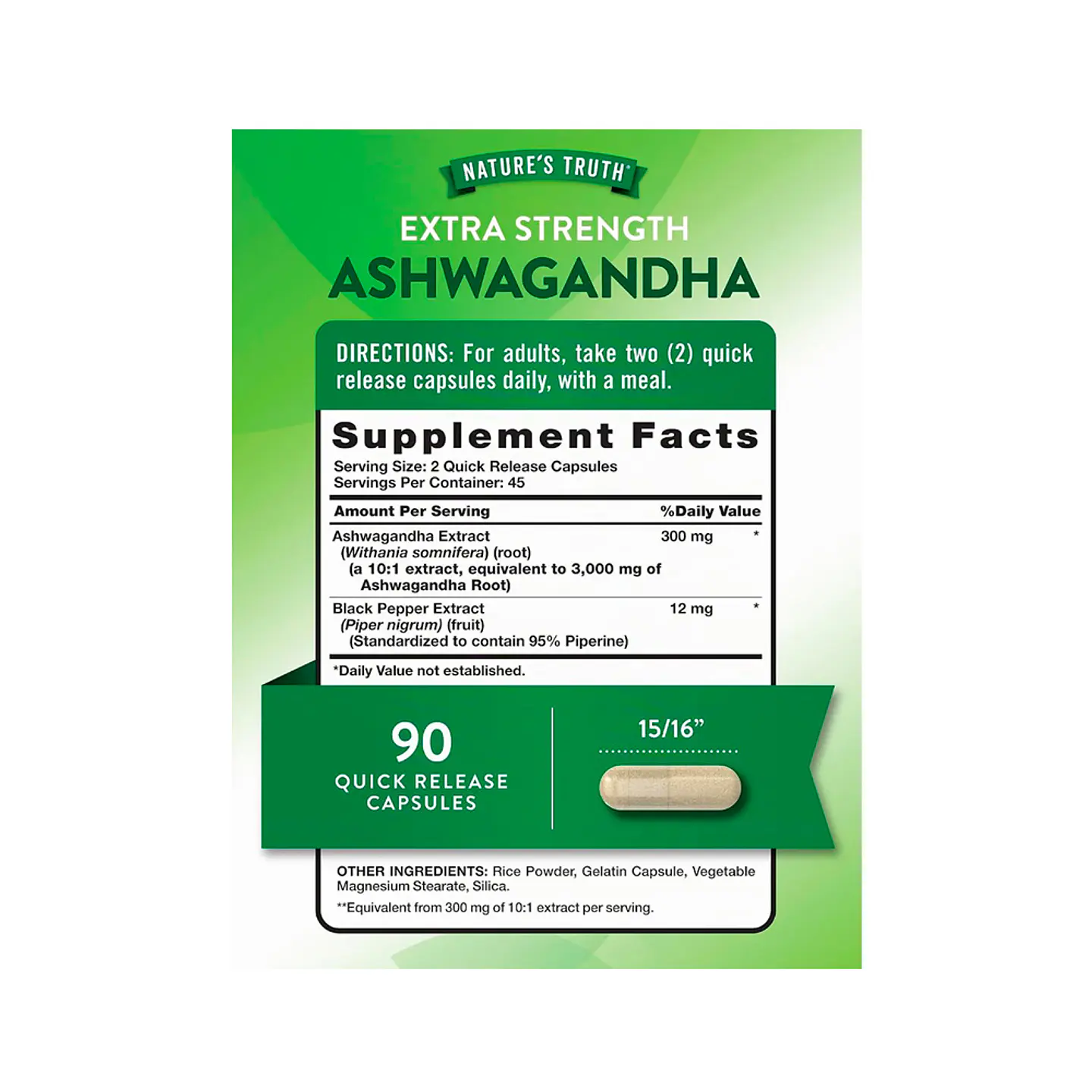 Ashwagandha tradicional 3000 mg por servicio - 90 cápsulas 2