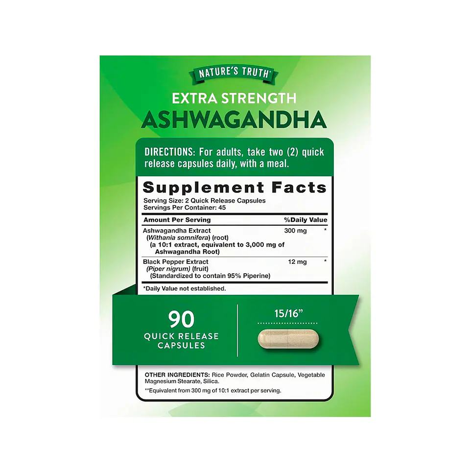 Ashwagandha tradicional 3000 mg por servicio - 90 cápsulas 2