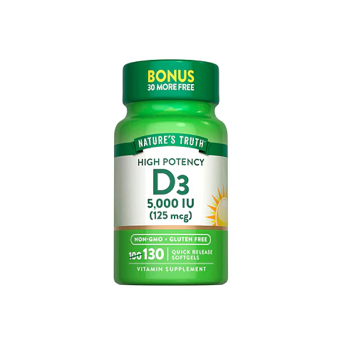 Vitamina D3, 5000 IU - 130 cápsulas blandas (PARA IMPORTAR)