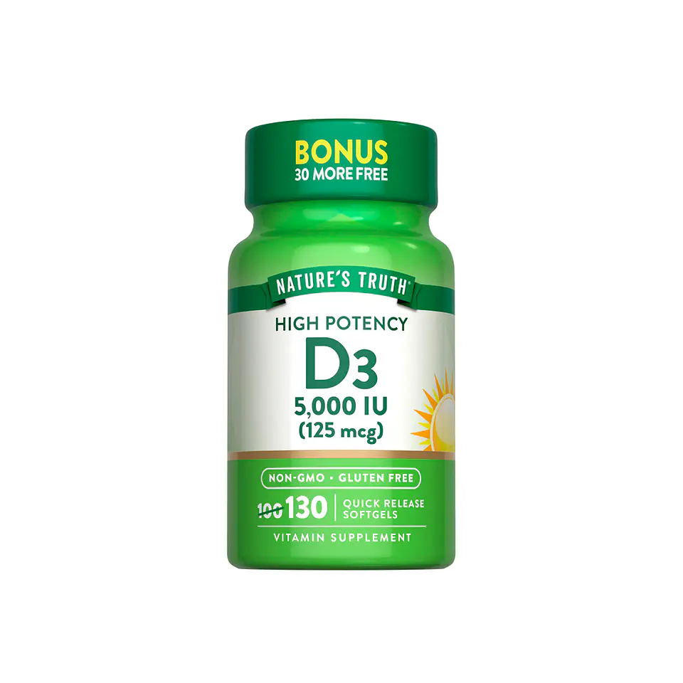 Vitamina D3, 5000 IU - 130 cápsulas blandas (PARA IMPORTAR) 1