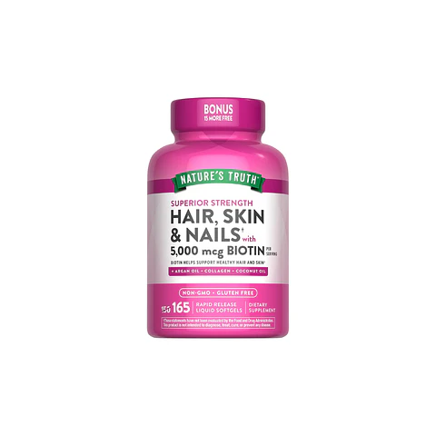 Hair, Skin & Nails + 5000 mcg Biotina por servicio -  165 cápsulas blandas (PARA IMPORTAR)