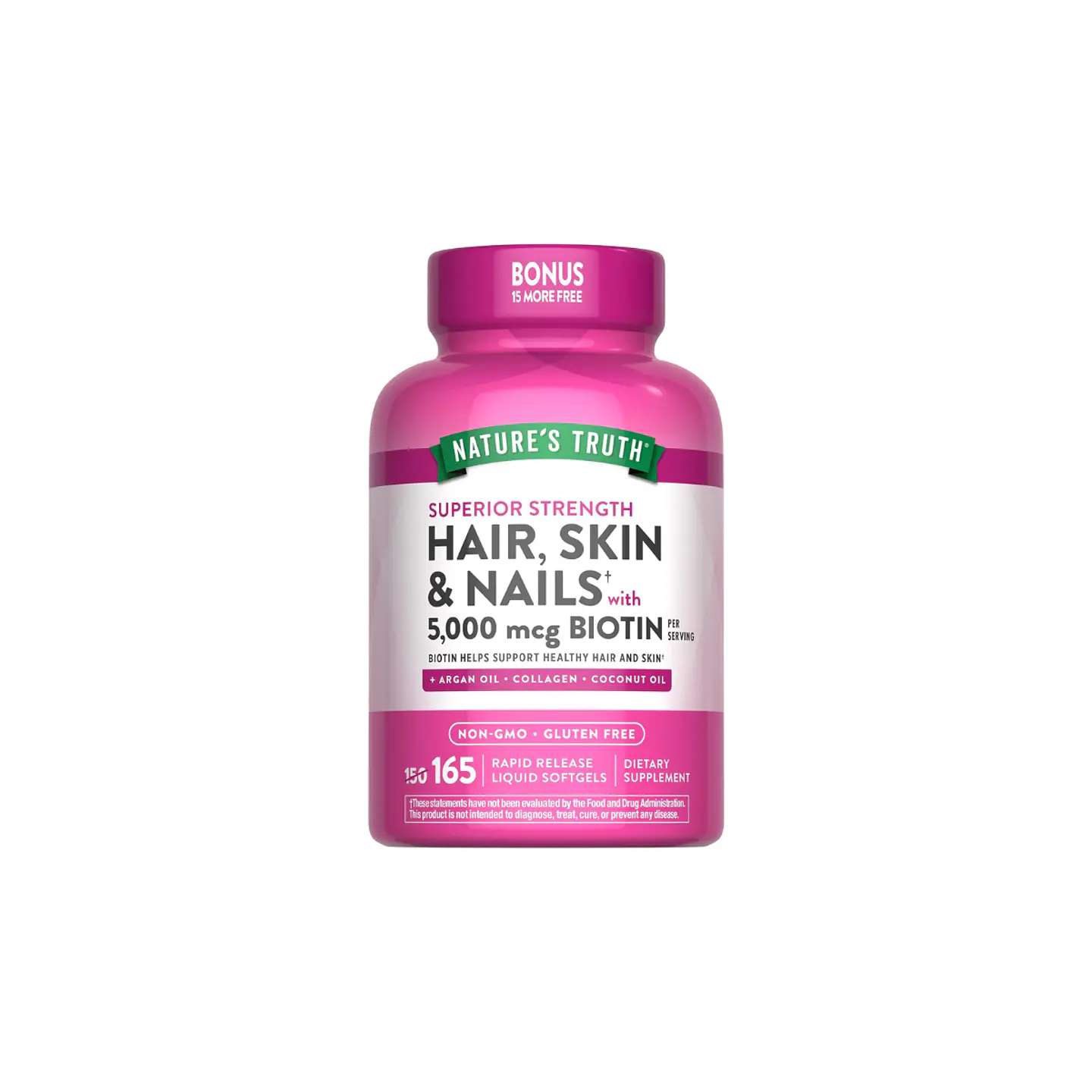 Hair, Skin & Nails + 5000 mcg Biotina por servicio -  165 cápsulas blandas 1