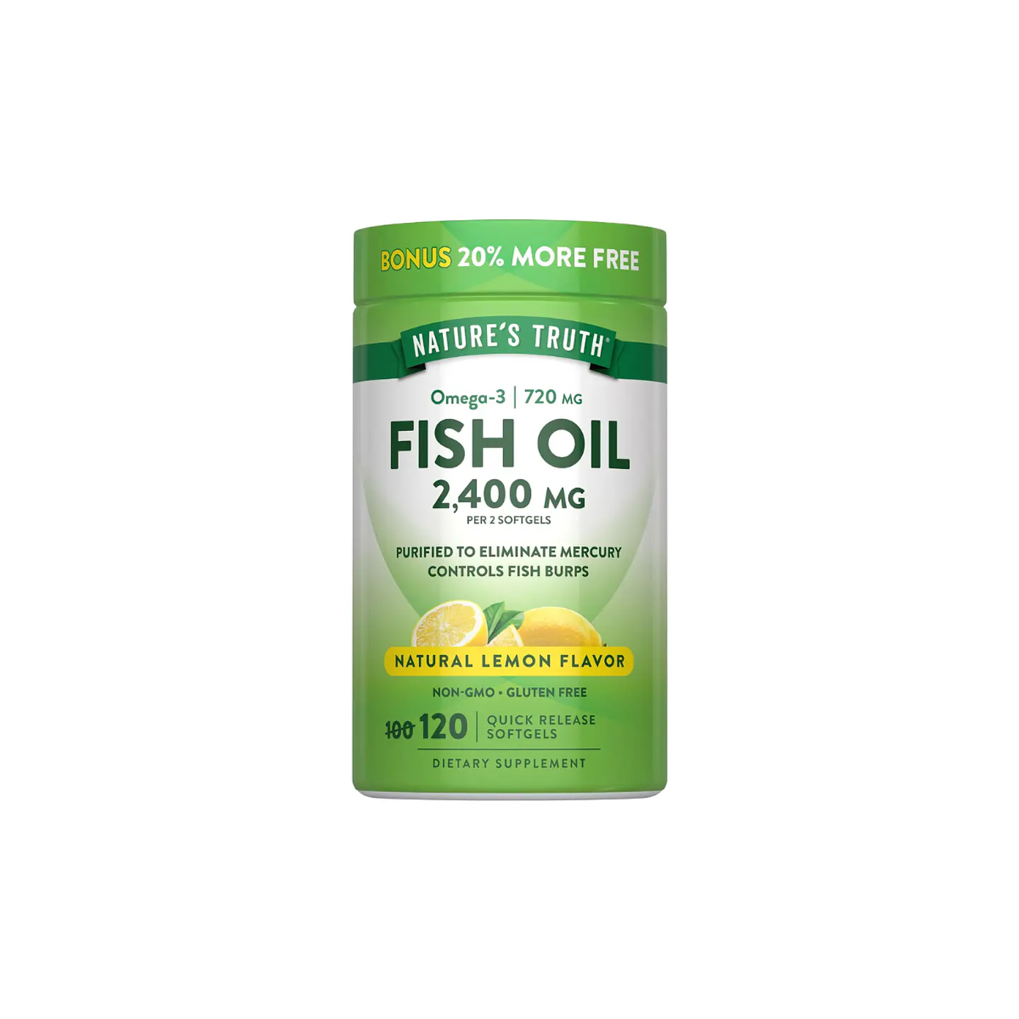 Fish Oil, 2 400 mg por servicio, 120 cápsulas blandas, sabor limón 1