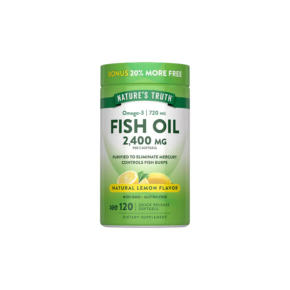 Fish Oil, 2 400 mg por servicio, 120 cápsulas blandas, sabor limón 1