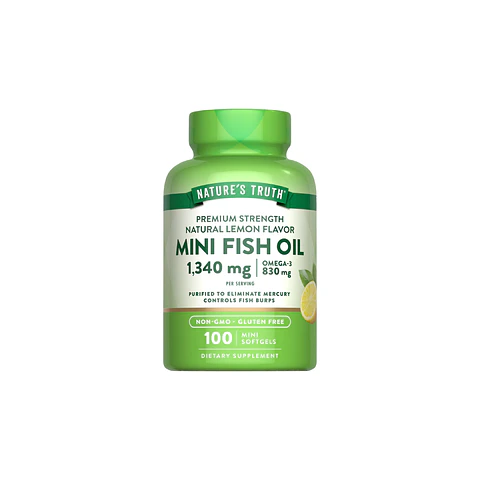 Mini Fish Oil, 1340 mg por servicio, 100 minicápsulas blandas, sabor limón (PARA IMPORTAR)