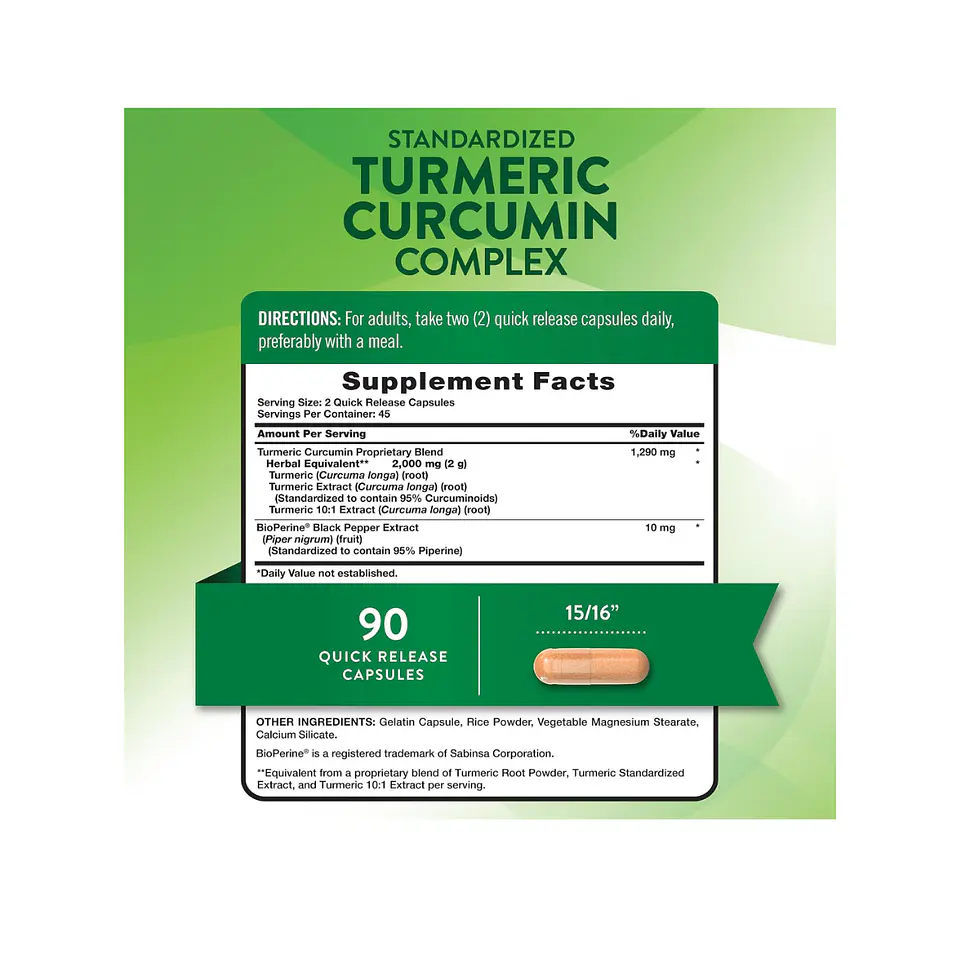 Curcumina Complex, 2000 mg por servicio - 90 cápsulas (PARA IMPORTAR) 2