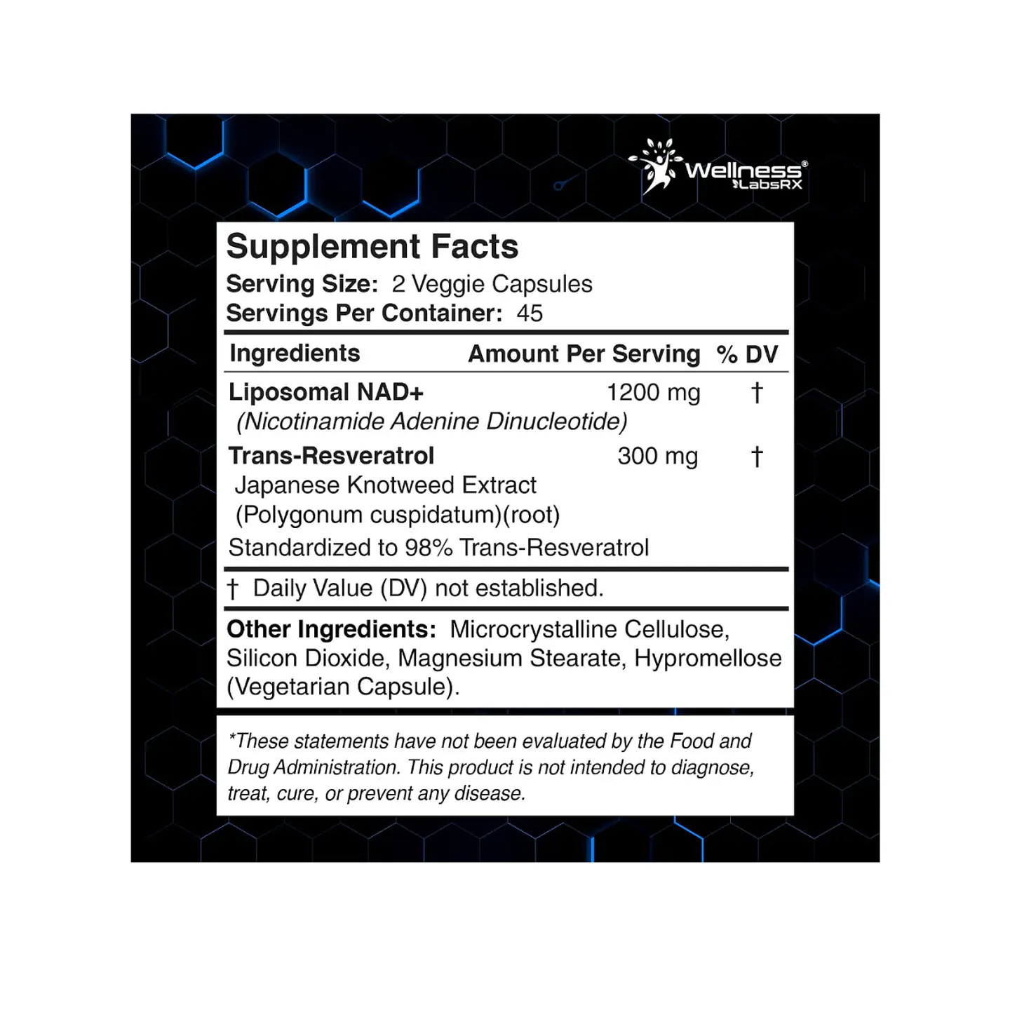 NAD+ Resveratrol 1500 Mg -  90 cápsulas (PARA IMPORTAR) 2