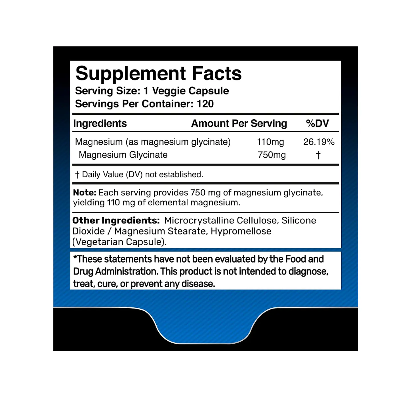 Glicinato de magnesio 750 mg - 120 cápsulas (PARA IMPORTAR) 2