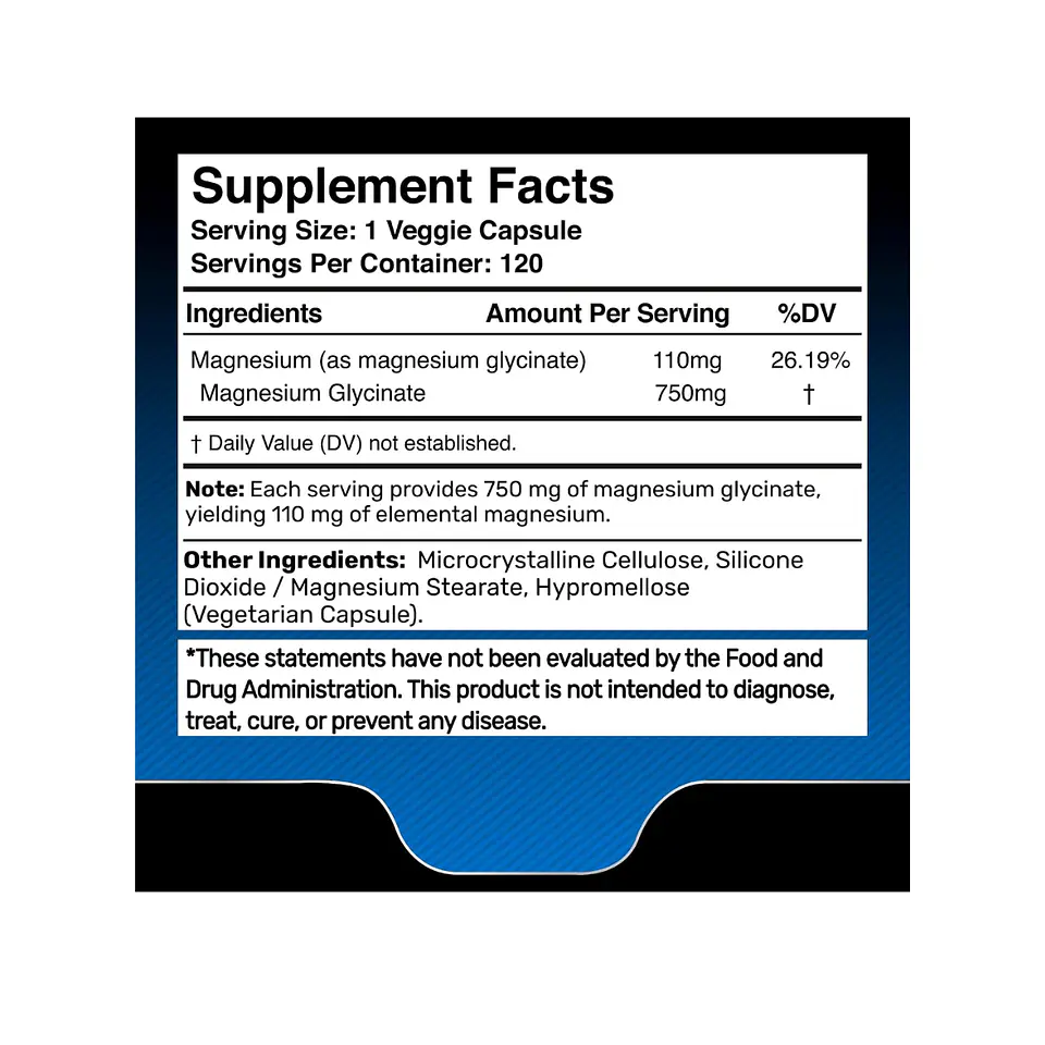 Glicinato de magnesio 750 mg - 120 cápsulas (PARA IMPORTAR) 2