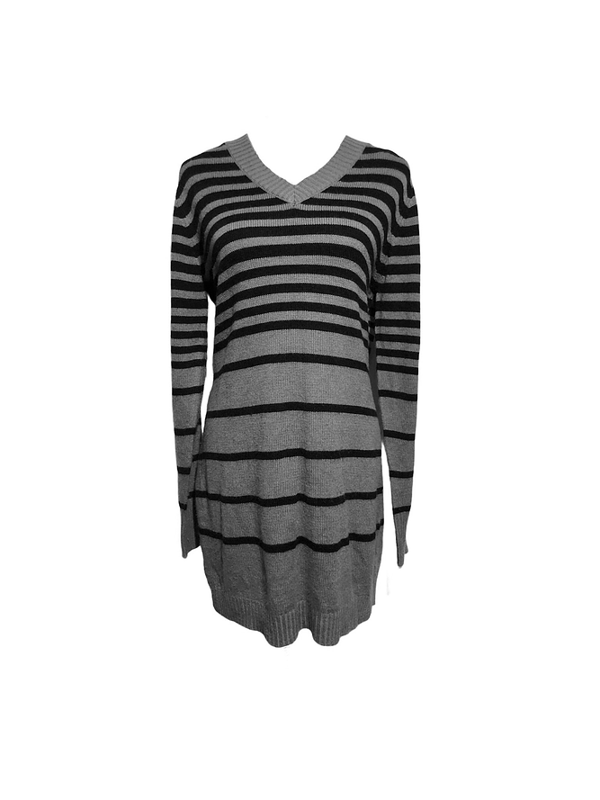 Vestido Sweater Gris con Rayas 1