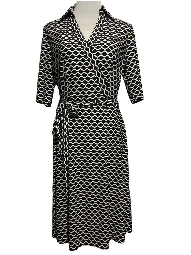 Vestido Verano ondas Blanco/Negro 2