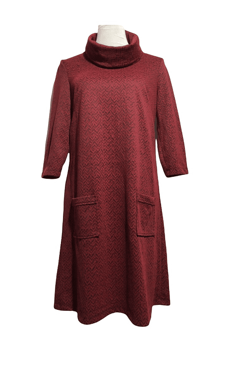 Vestido Cuello Estampado Bolsillos