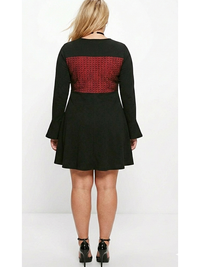 Vestido Skater con malla Roja 2