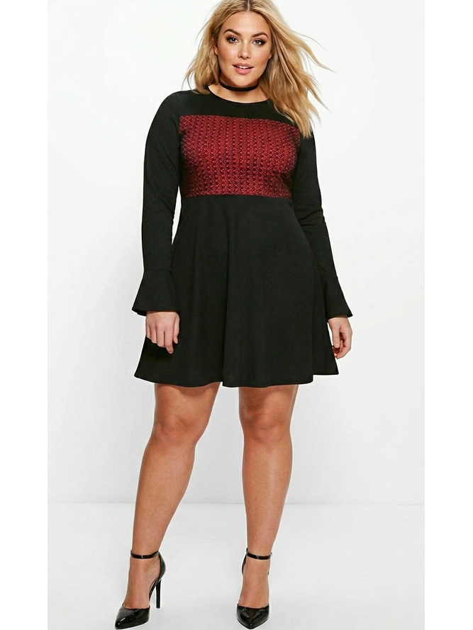 Vestido Skater con malla Roja 1