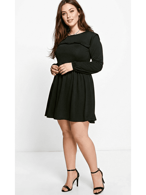 Vestido Manga Larga Cintura Elasticada