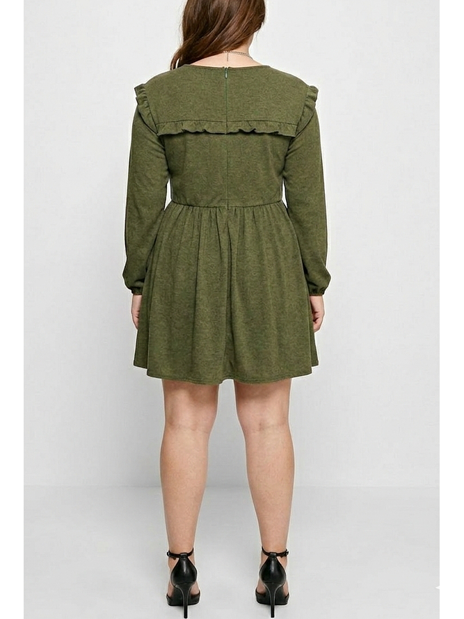 Vestido Manga Larga Cintura Elasticada 2