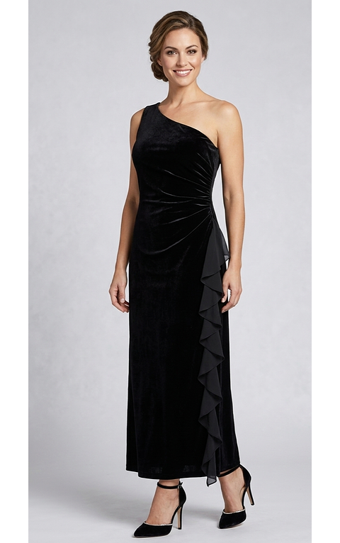 Vestido Fiesta Negro Terciopelo