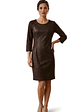 Vestido Gamuza y Cuerina Café - Miniatura 1