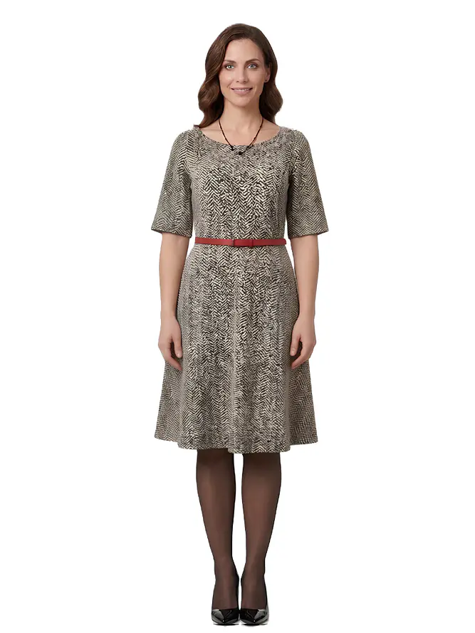 Vestido Negro Evasé Lands End con manga corta.  1