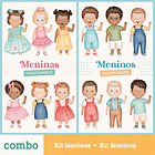 Kit Digital Meninos e Meninas Aquarela - Para montar 1