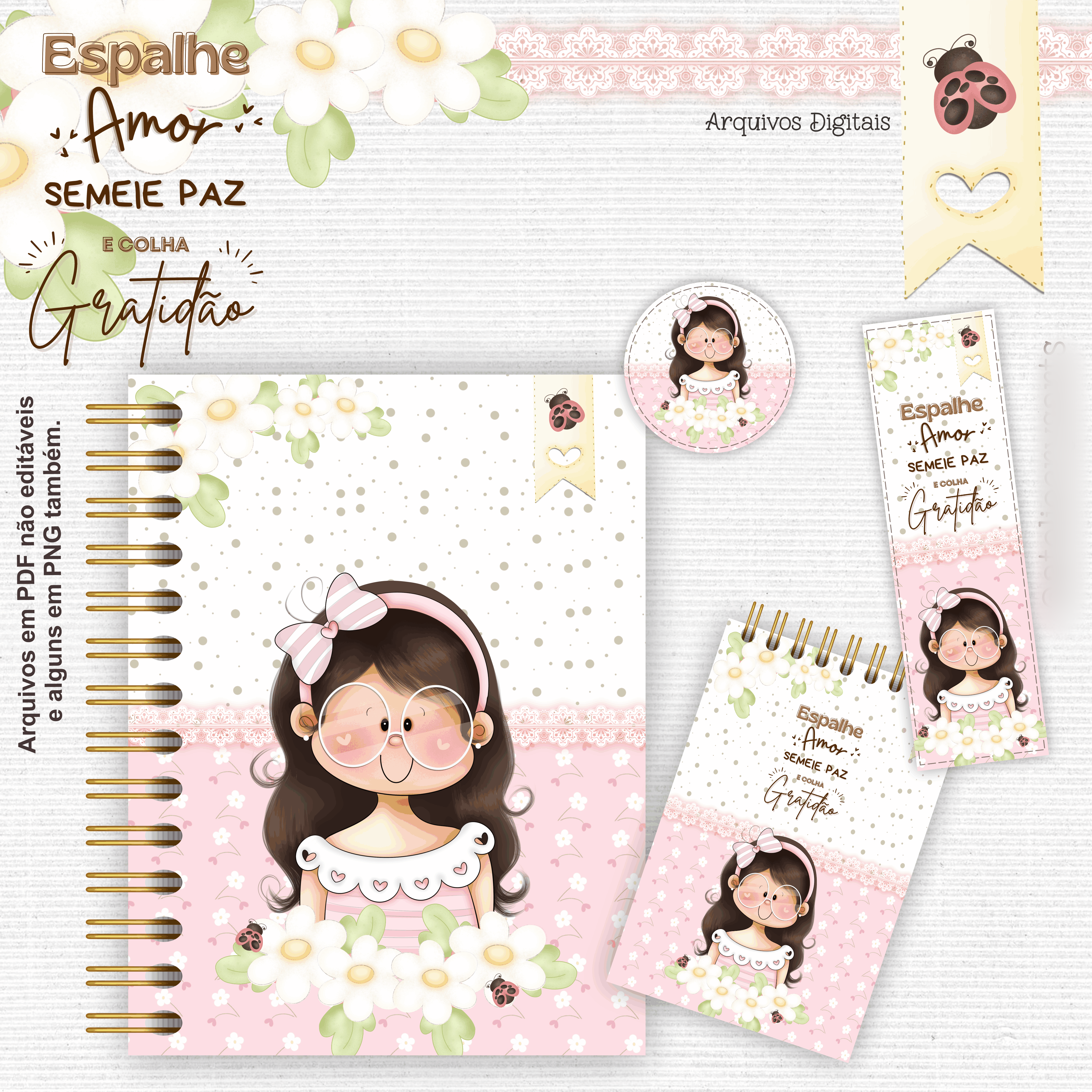 Arquivo Encadernação Kit Gratidão Meninas Floral - Arts Crys 2