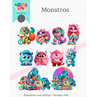 Kit Digital Monstros Kids - Combo Ilustrações e Papéis - TITA 11