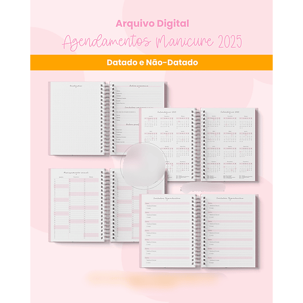 Arquivo Agenda Agendamentos Manicure e Nail Designer 2025 - Branco Papel 2