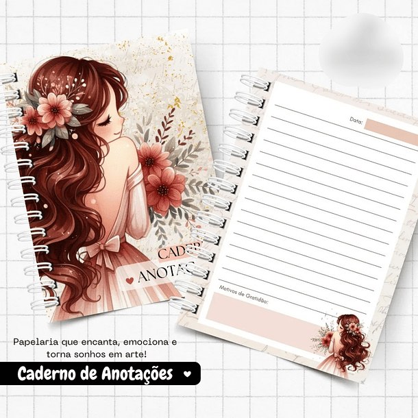 Arquivo Encadernação Pack Caderno de Anotações Menina Floral - ENCADERNA LOVERS 3