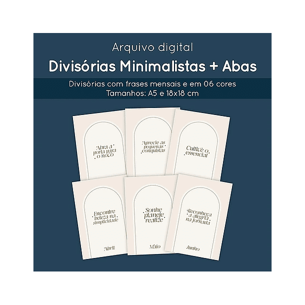 Arquivo Divisórias Minimalistas e Abas - Papel Sorriso 1