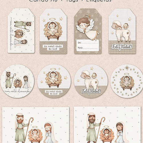 Arquivo Natal Cartões + Tags + Etiquetas Noite Feliz Printables - Ni Estudio