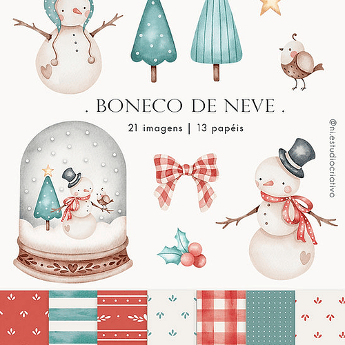 Kit Digital Natal Boneco de Neve - Ni Estudio