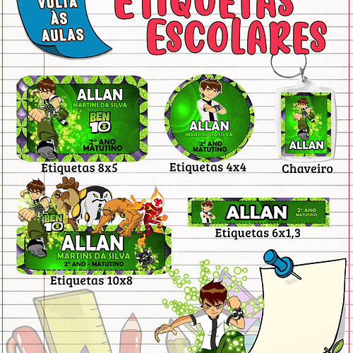 Arquivo Etiqueta Escolar Ben 10 - Fofurinhas