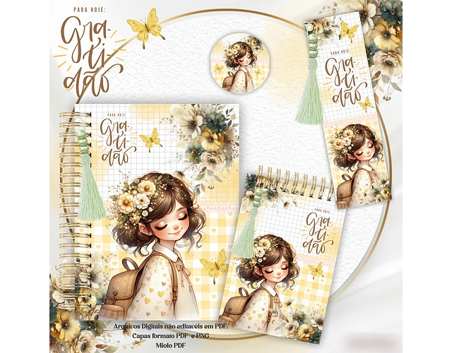 Arquivo Encadernação Kit Gratidão Floral Amarelo - CRYS ARTS 4