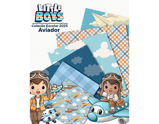 Kit Digital Little Boys - Meninos + Papéis Coordenados - TITA 5