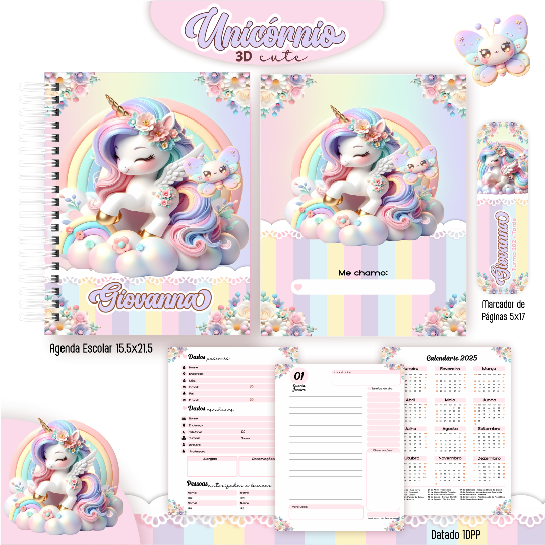 Arquivo Kit Escolar 2025 Unicórnio Candy - Pamella Vieira 3