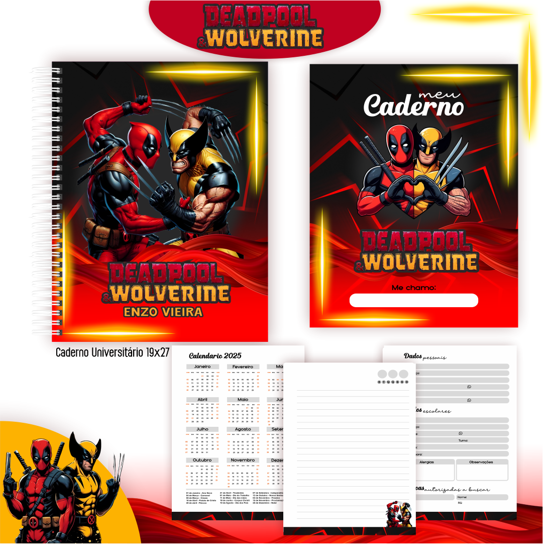 Arquivo Kit Escolar 2025 Deadpoll e Wolverine - Pamella Vieira 5