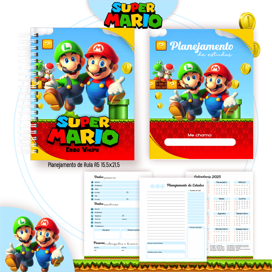 Arquivo Kit Escolar 2025 Super Mario - Pamella Vieira 2