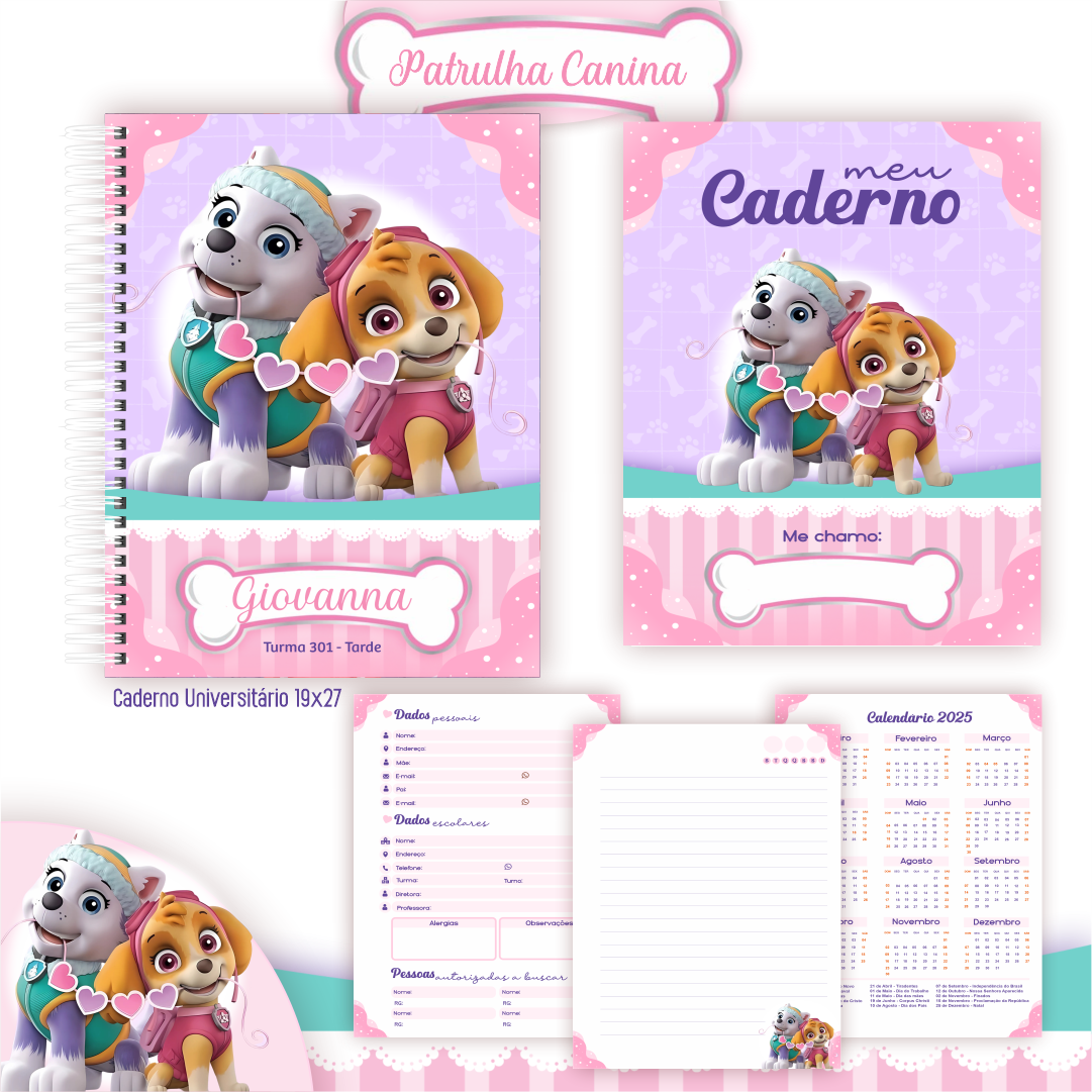 Arquivo Kit Escolar 2025 Patrulha Canina Menina - Pamella Vieira 4