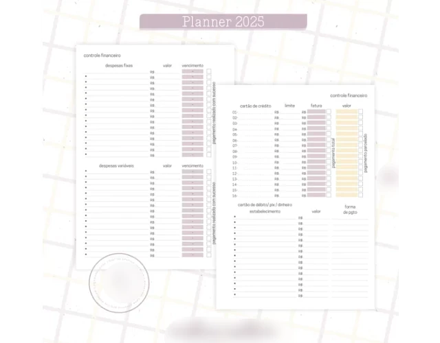 Arquivo Planner Floral 2025 Lilás e Amarelo - Criativa Afetiva 9