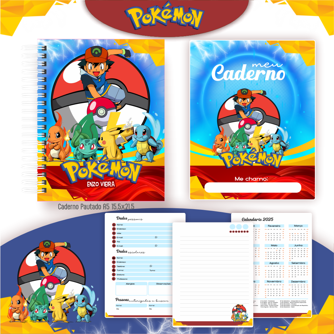 Arquivo Kit Escolar 2025 Pokémon - Pamella Vieira 3