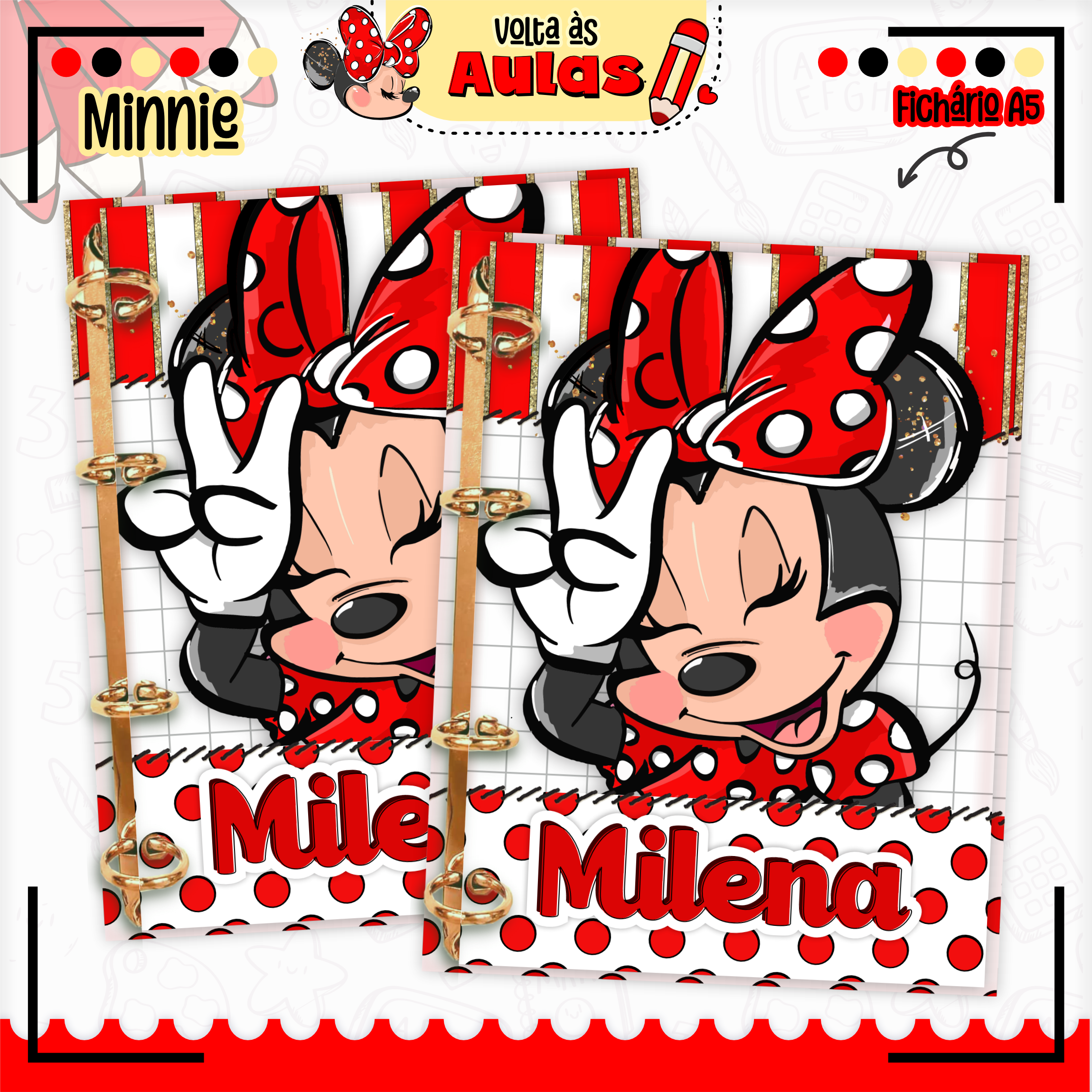 Arquivo Encadernação Kit Escolar Minnie Vermelha - Lina Criativa 10